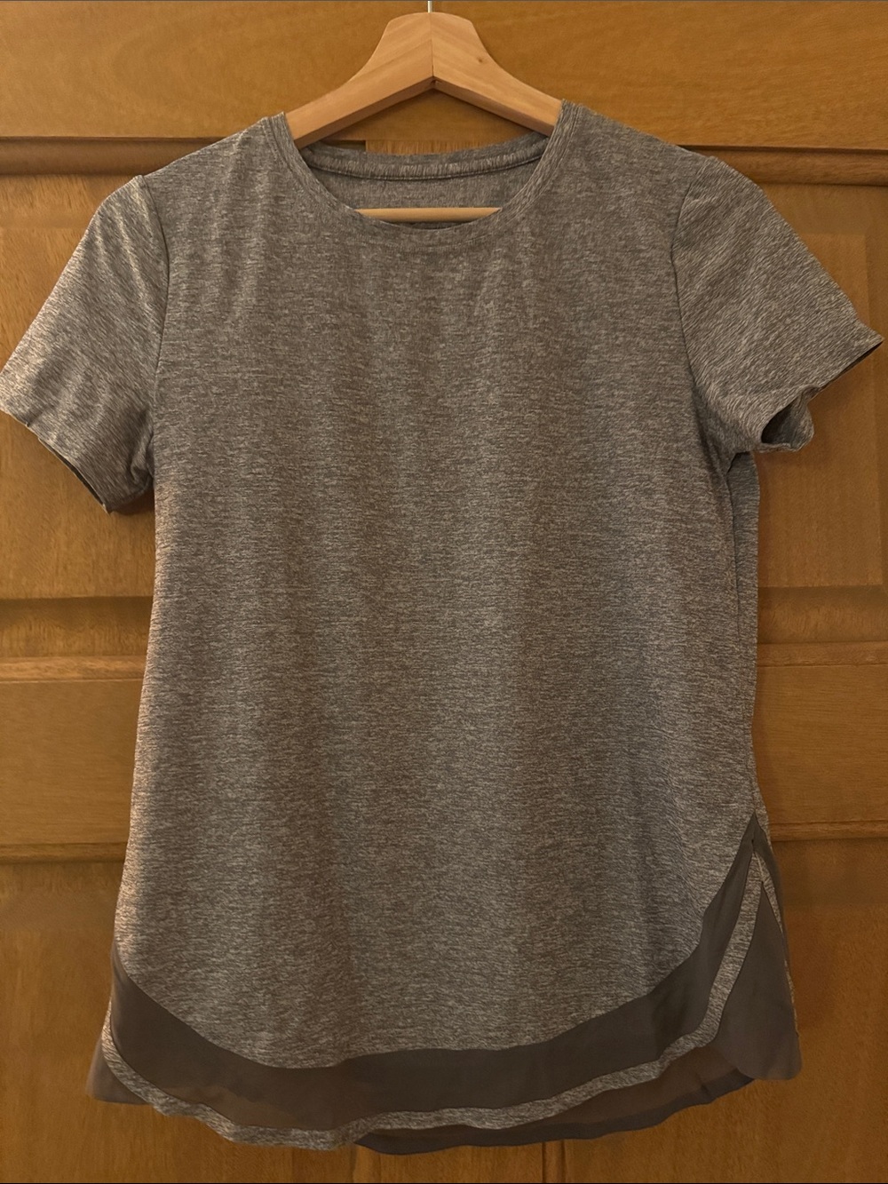 Athleta Gray Layered-Hem Short Sleeve Tee